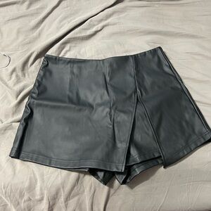 Black leather skort